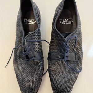 Lace-up shoes Tiamer Woven Blue Leather Made On Spain - Men's Shoes Size 44 (11)
